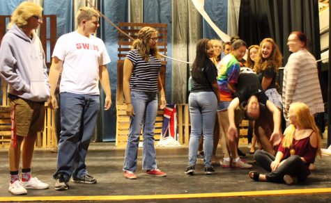 Madison theatre students performimg some icebreakers 