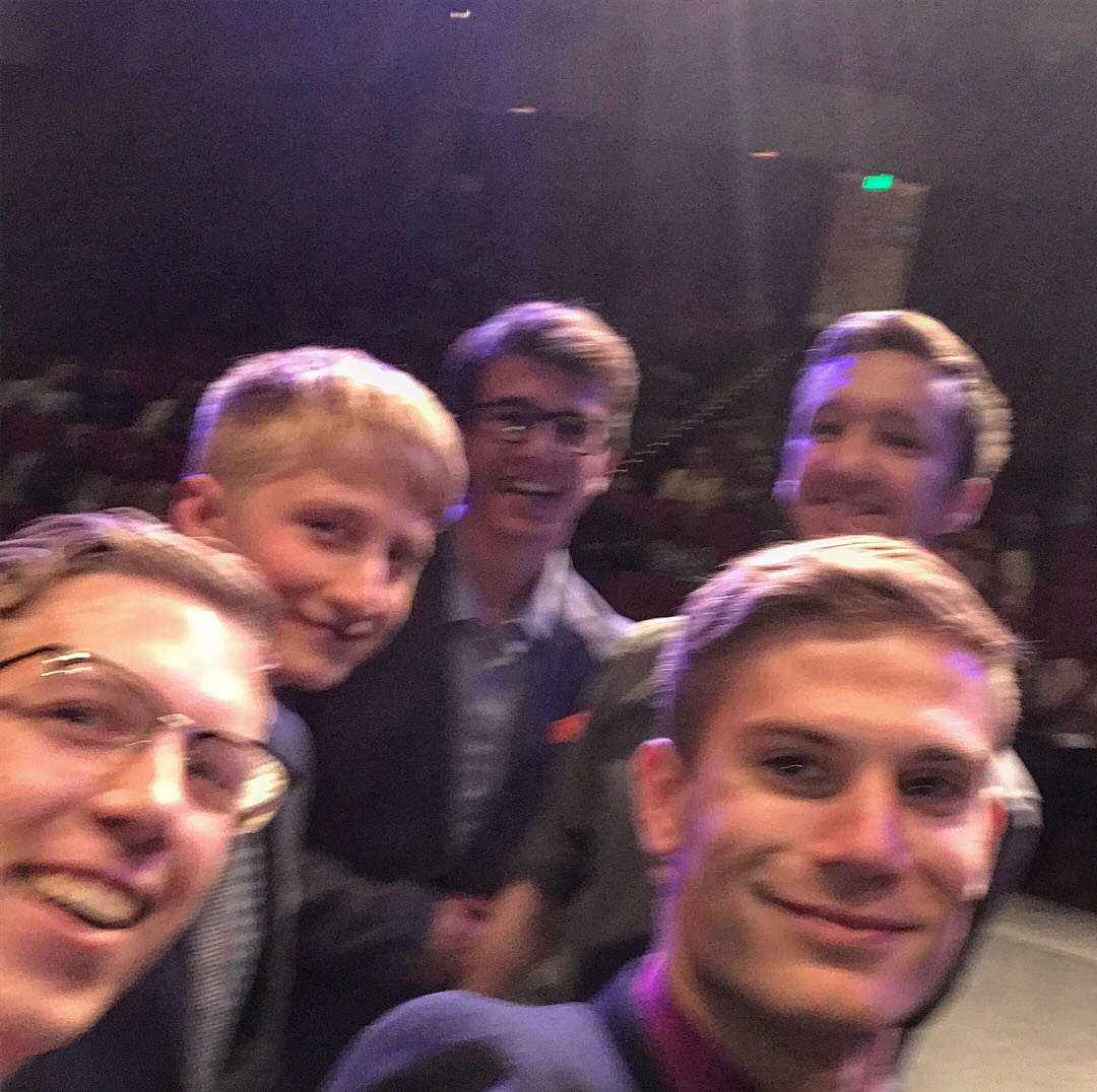 From left: Benjamin Hardin, Clate Winters, Andrew Holcroft, Jacob Nichols, and Brandon Stewart took a selfie during the 107th annual Custer Contest