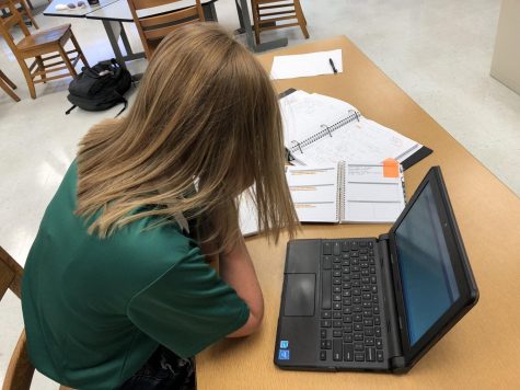 An MCHS student tackles her assignments.