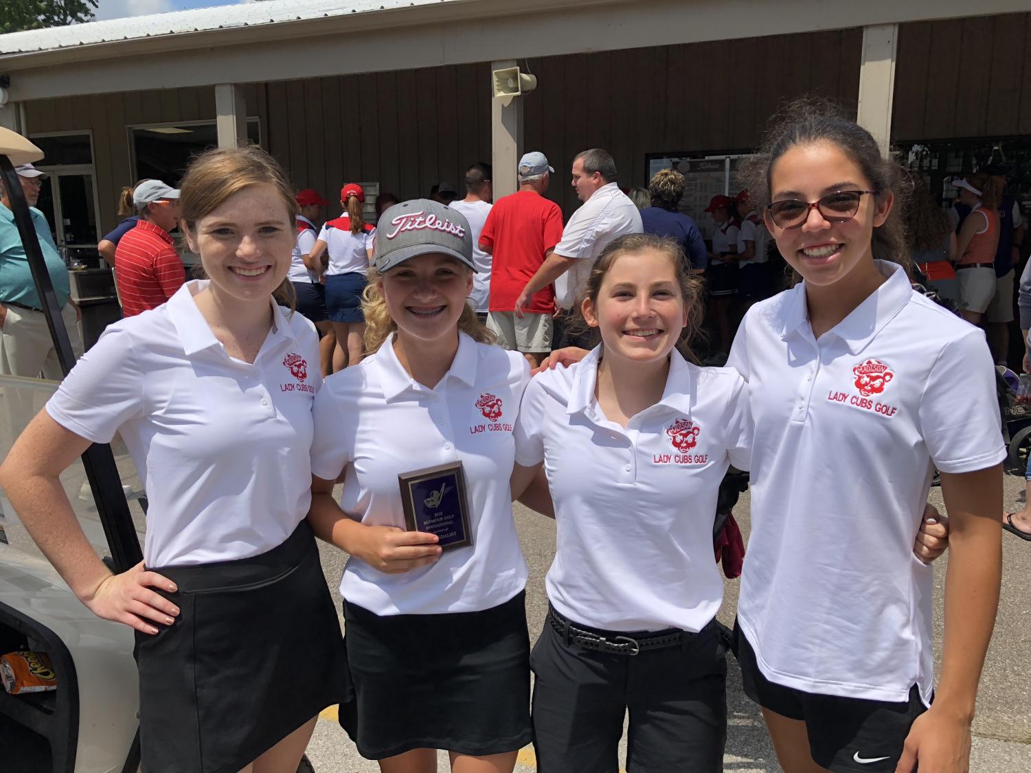A few members of the Lady Cubs golf team. From left to right: Hannah Huff, Keara Eder, Jenna Imel, and Lundun Perry