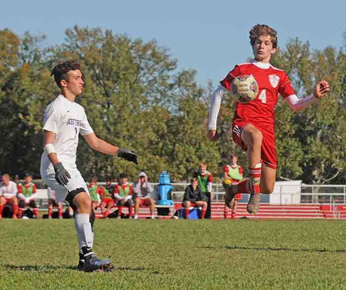 Cubs senior, Will Heitz makes a dazzling play in a soccer match last year.