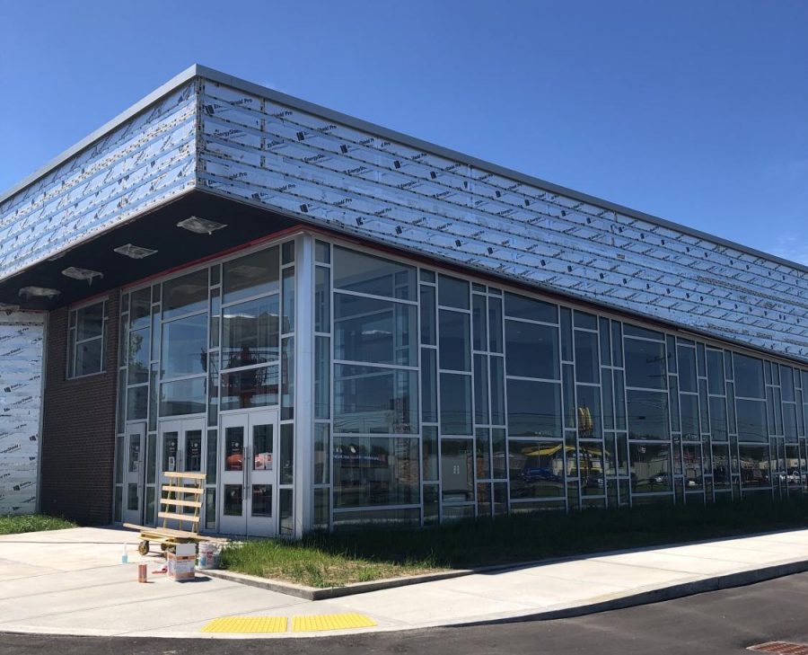 The front of MCHS Opal E. Sherman Auditorium, August 21, 2020