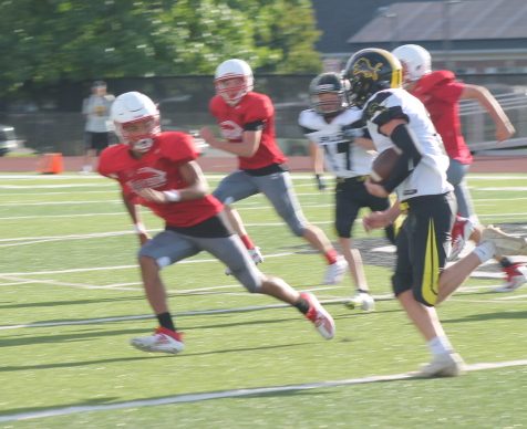 An MCHS defender chases down a Salem ball carrier.