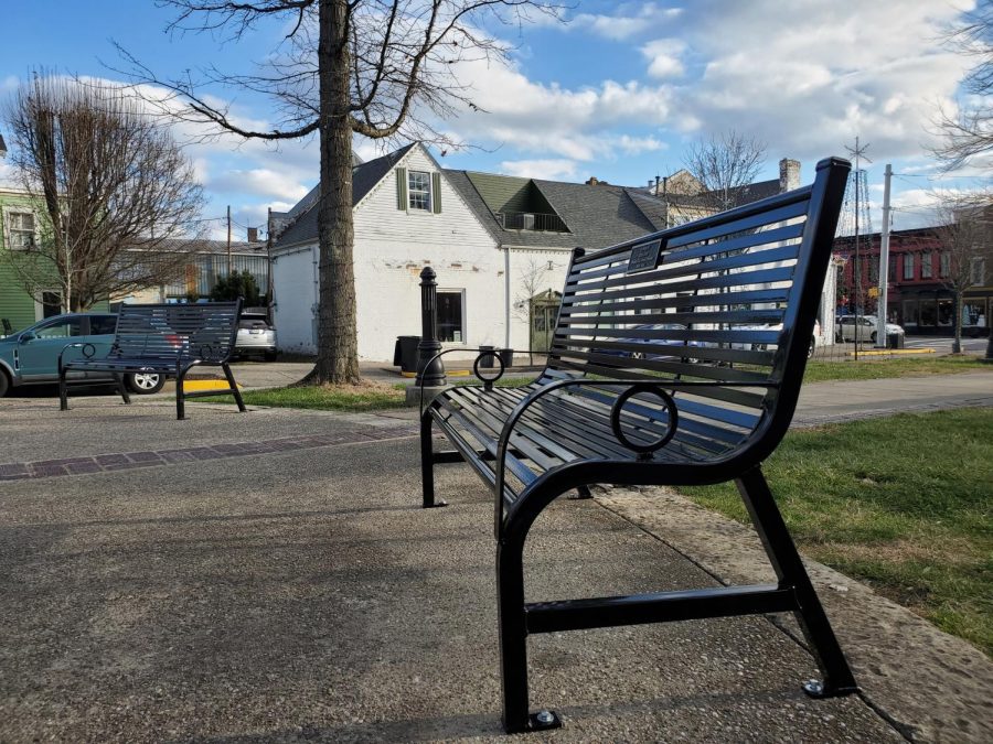 A+park+bench+adorns+historic+downtown+Madison